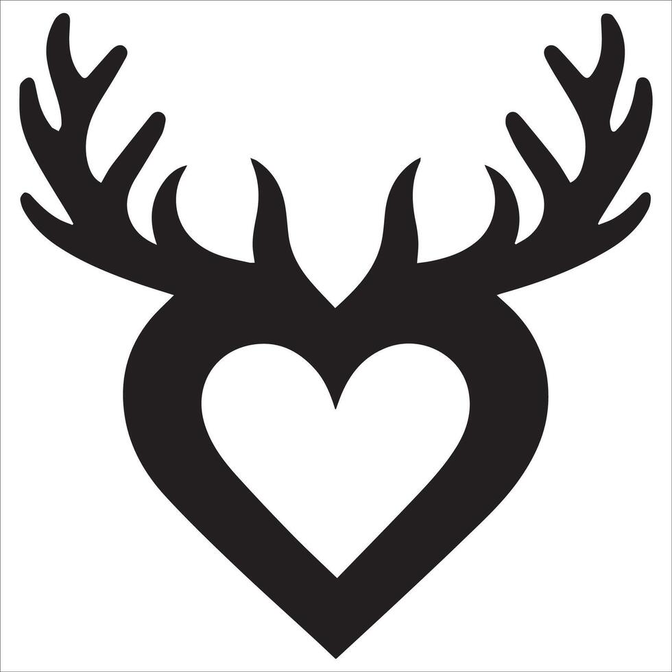 Floral Heart with Antlers Illustration vector