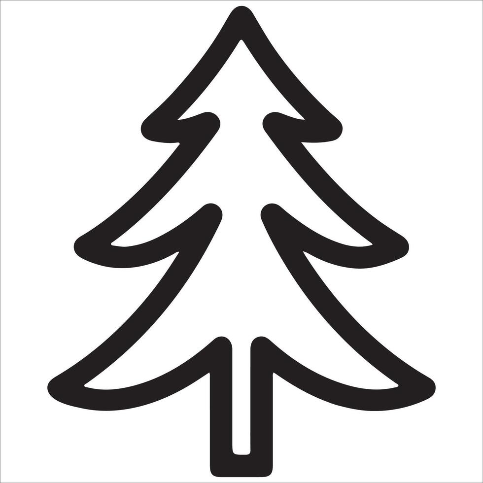 Minimal Christmas Tree Line Art vector