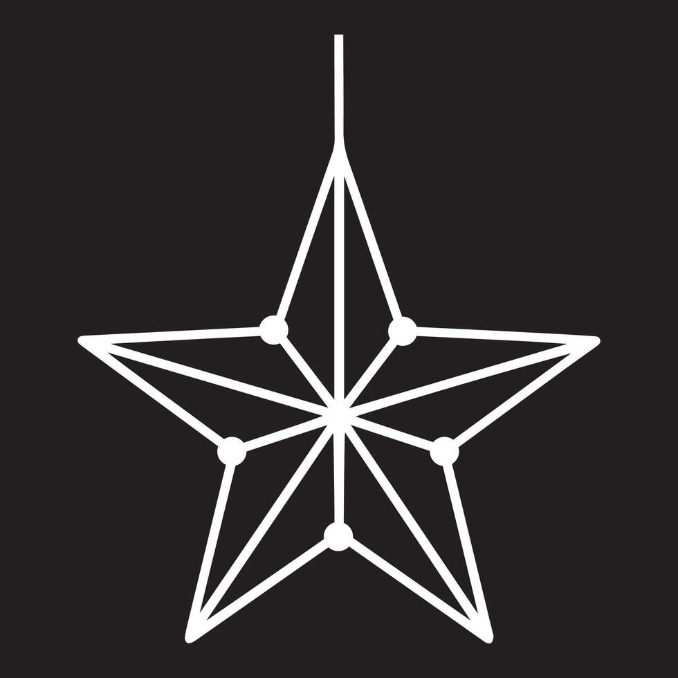 Elegant Hanging Christmas Star Line Art vector