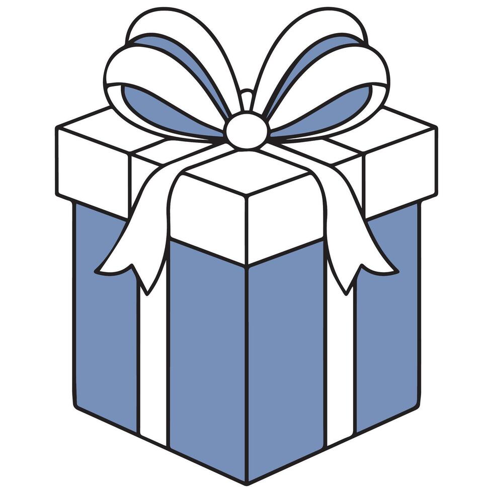 Modern Gift Box Linework Design vector