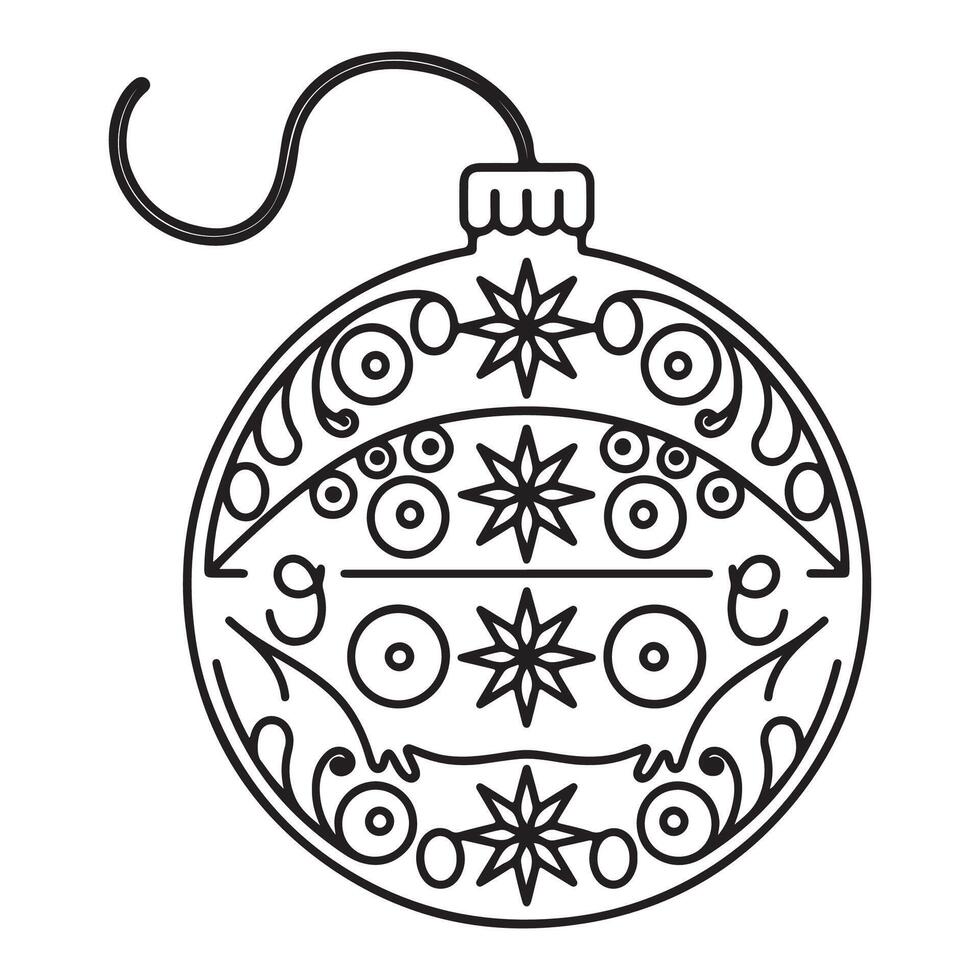 Decorative Bauble with Ribbon Line Art vector