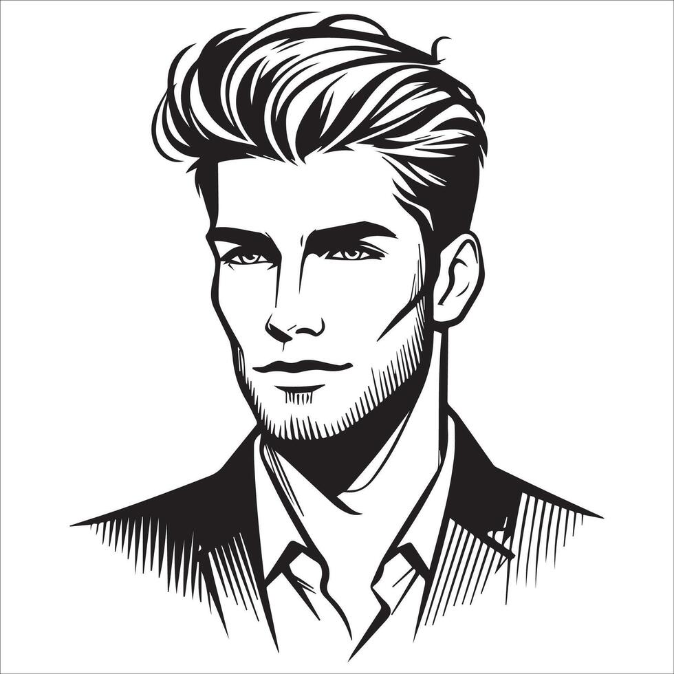 Sophisticated Men's Faces in Line Art vector