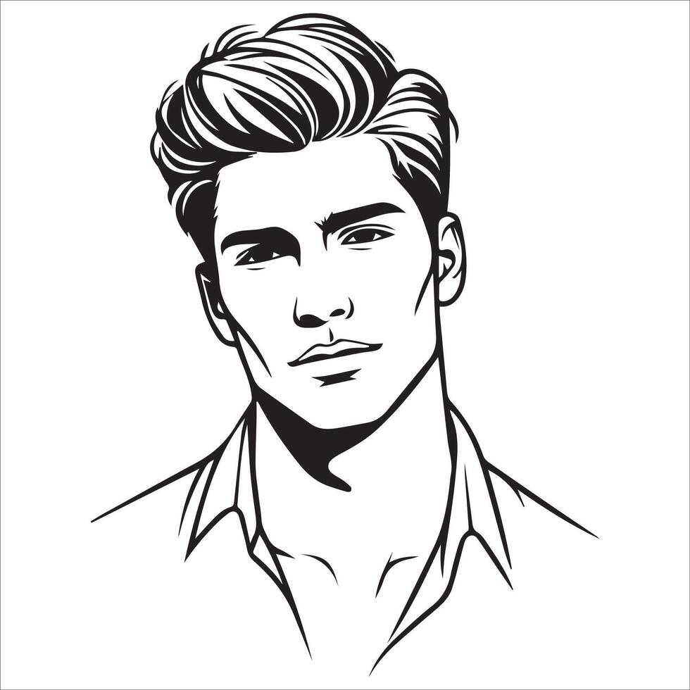 Elegant Male Portraits in Minimal Line Art vector