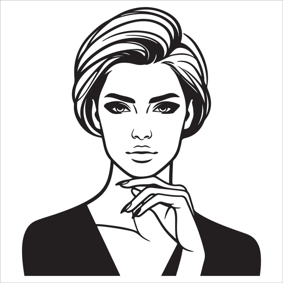 Graceful Minimalist Portrait Line Art vector