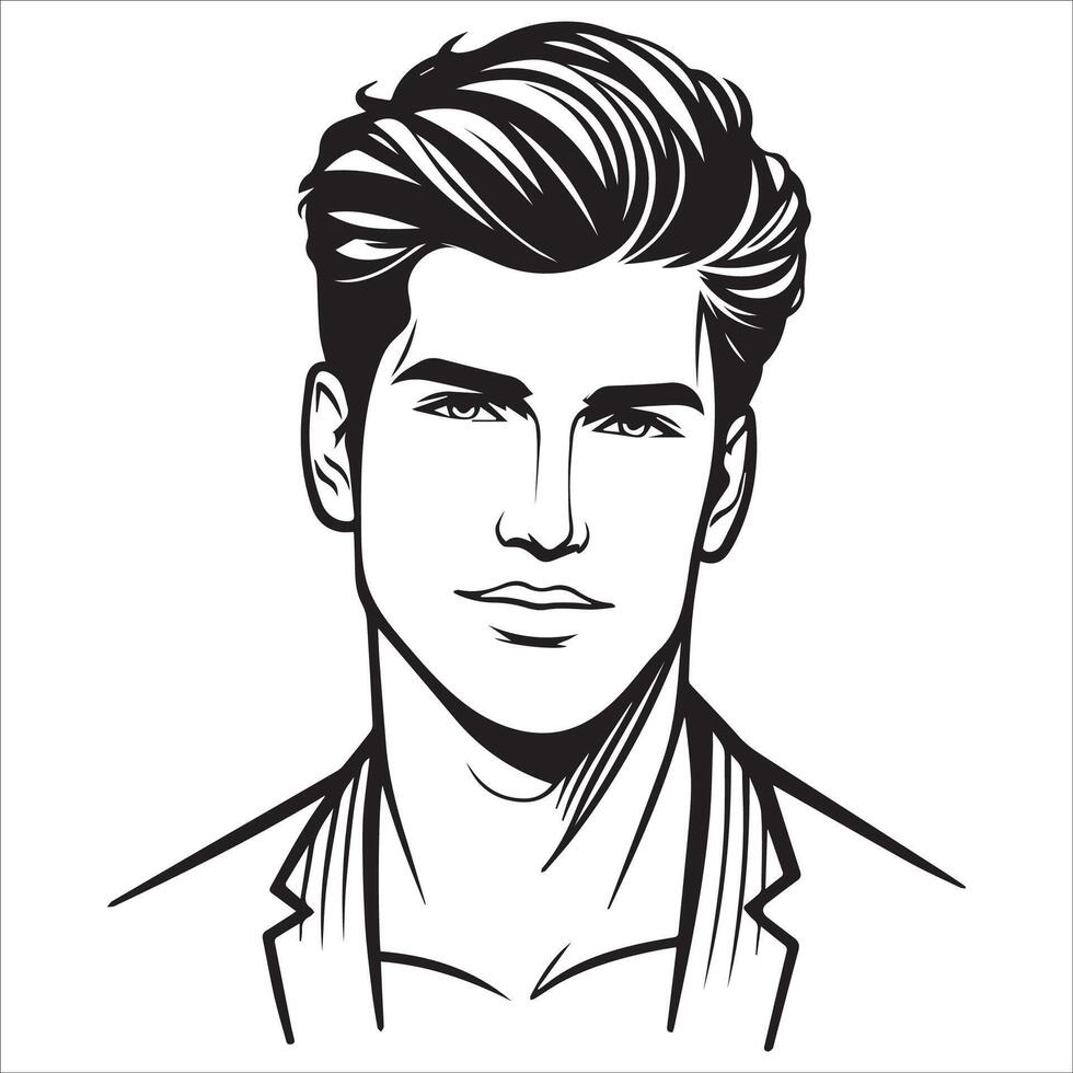 Stylish Male Silhouettes in Line Art Design vector