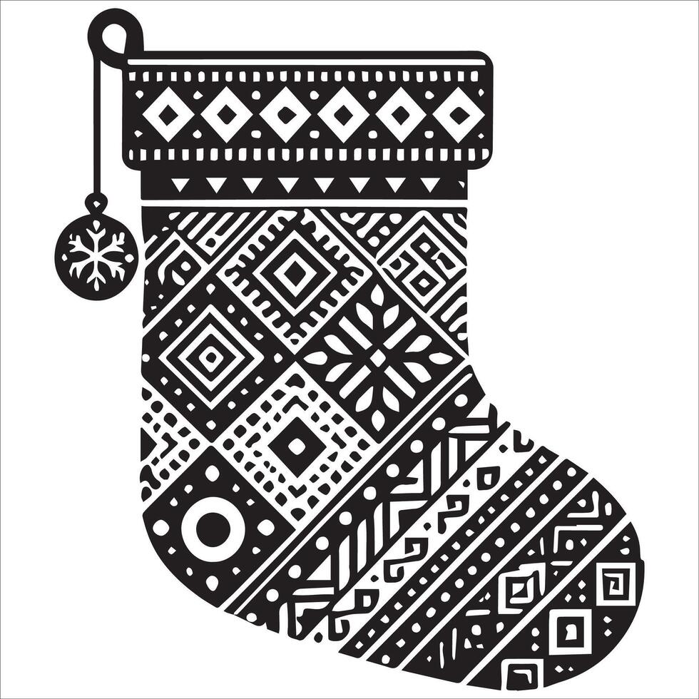 Monochrome Geometric Christmas Stocking Design vector
