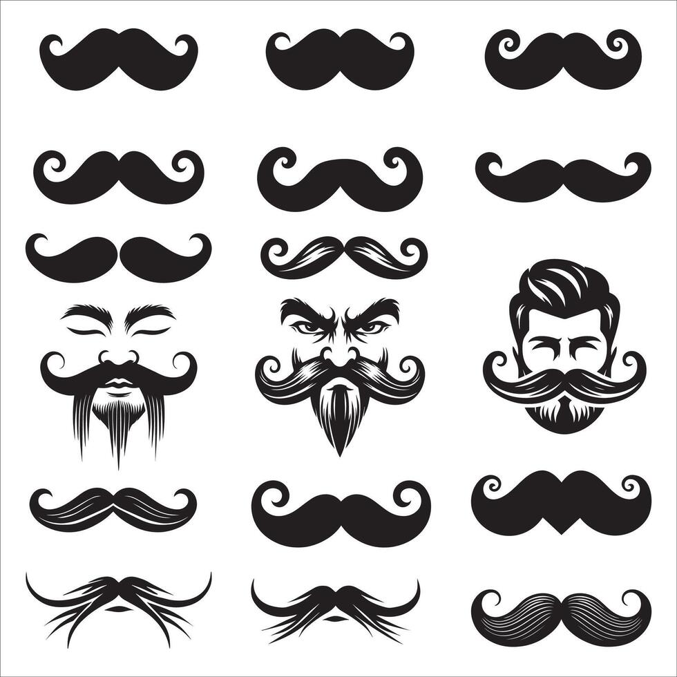 Iconic Mustache Shapes Collection vector