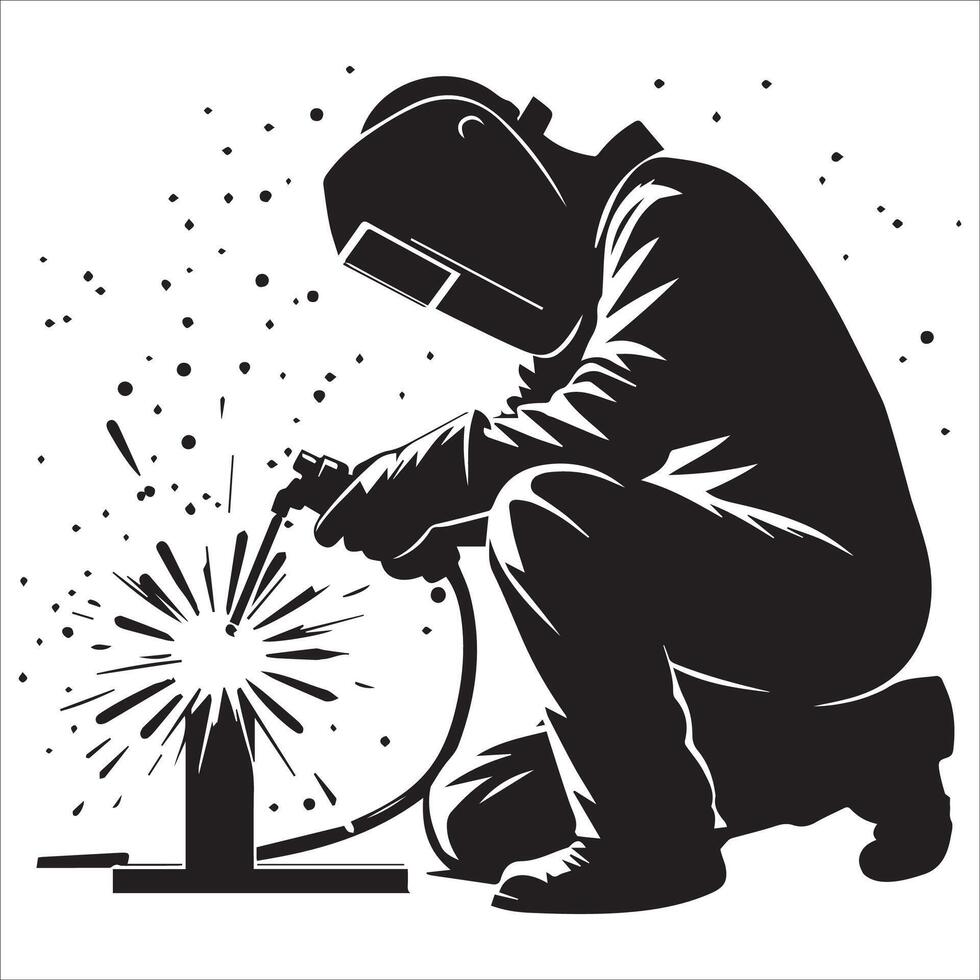 Precision Welding Silhouette design vector