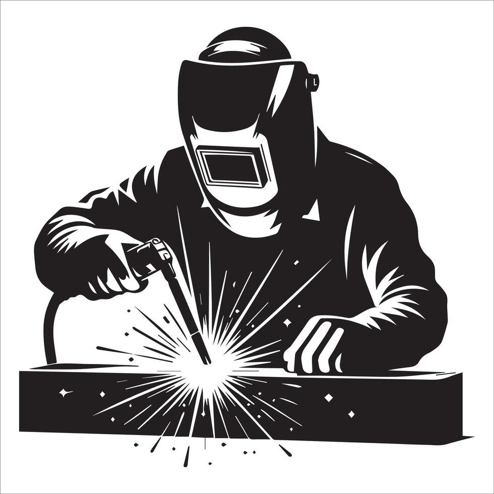 Industrial Welder in Protective Gear vector