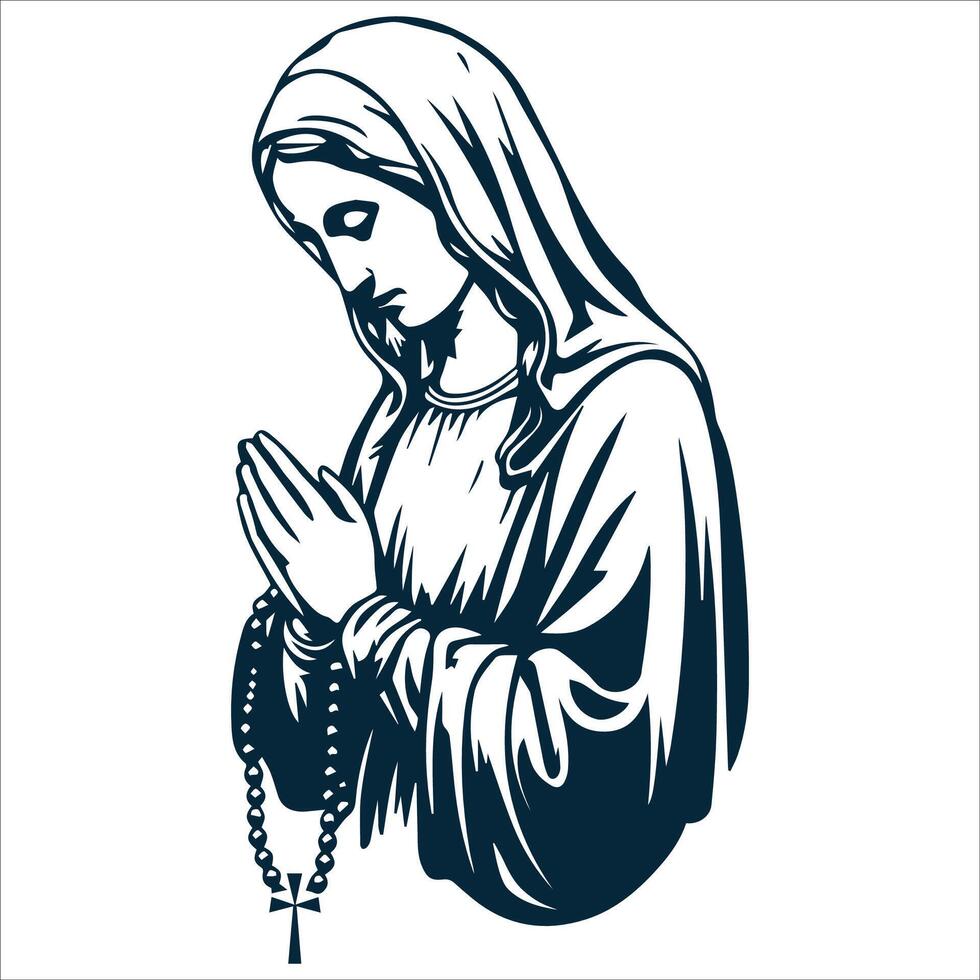 Virgin Mary with a Rosary design vector