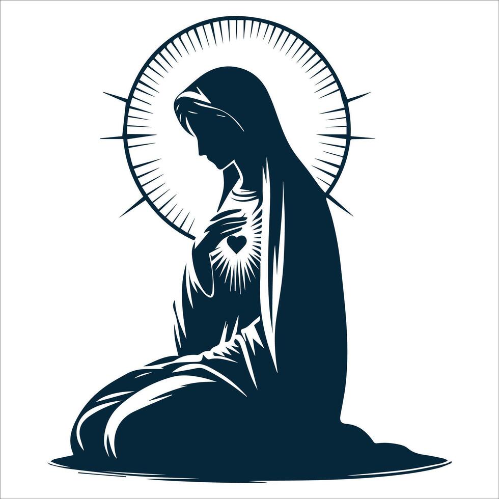 Religious Annunciation Pose in Line Art vector