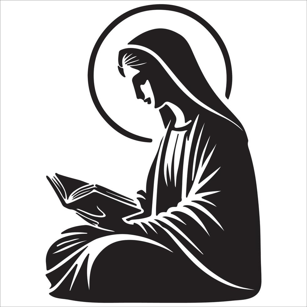Holy Virgin Mary with Open Book Illustration vector