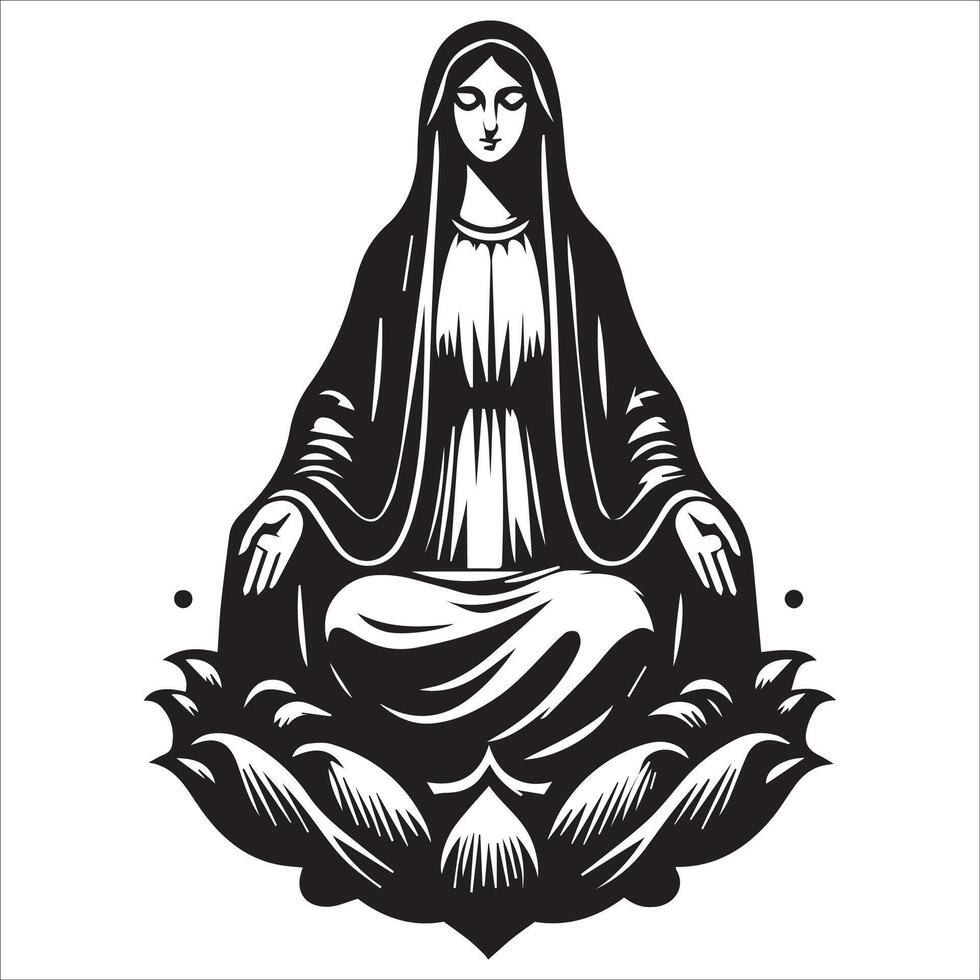 Virgin Mary with a Radiant Halo design vector