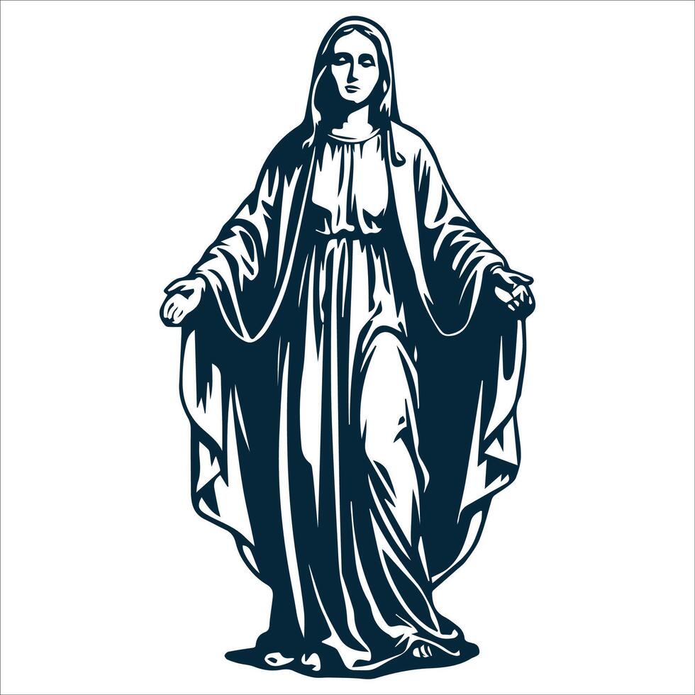 Virgin Mary Welcoming with Open Arms Illustration vector