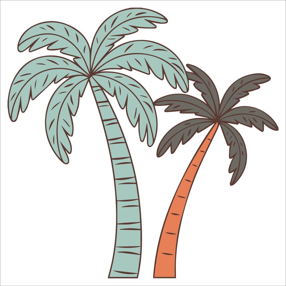Tropical Beach Palm Tree Illustration vector