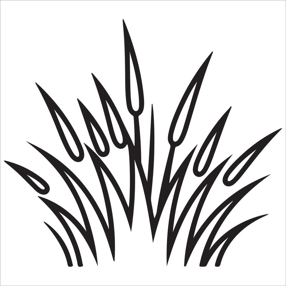 Flowing Grass Silhouettes in Minimal Art vector