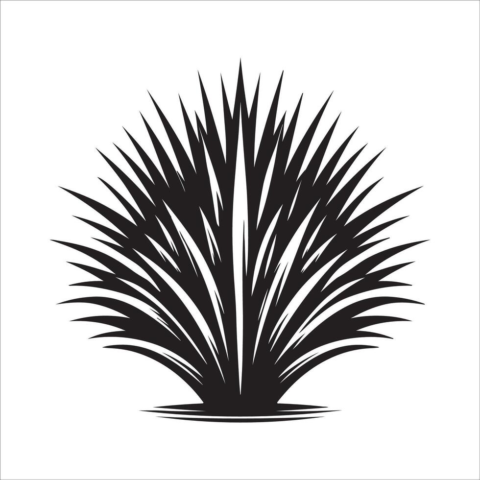 Grass Stems Silhouette with Elegant Curves vector