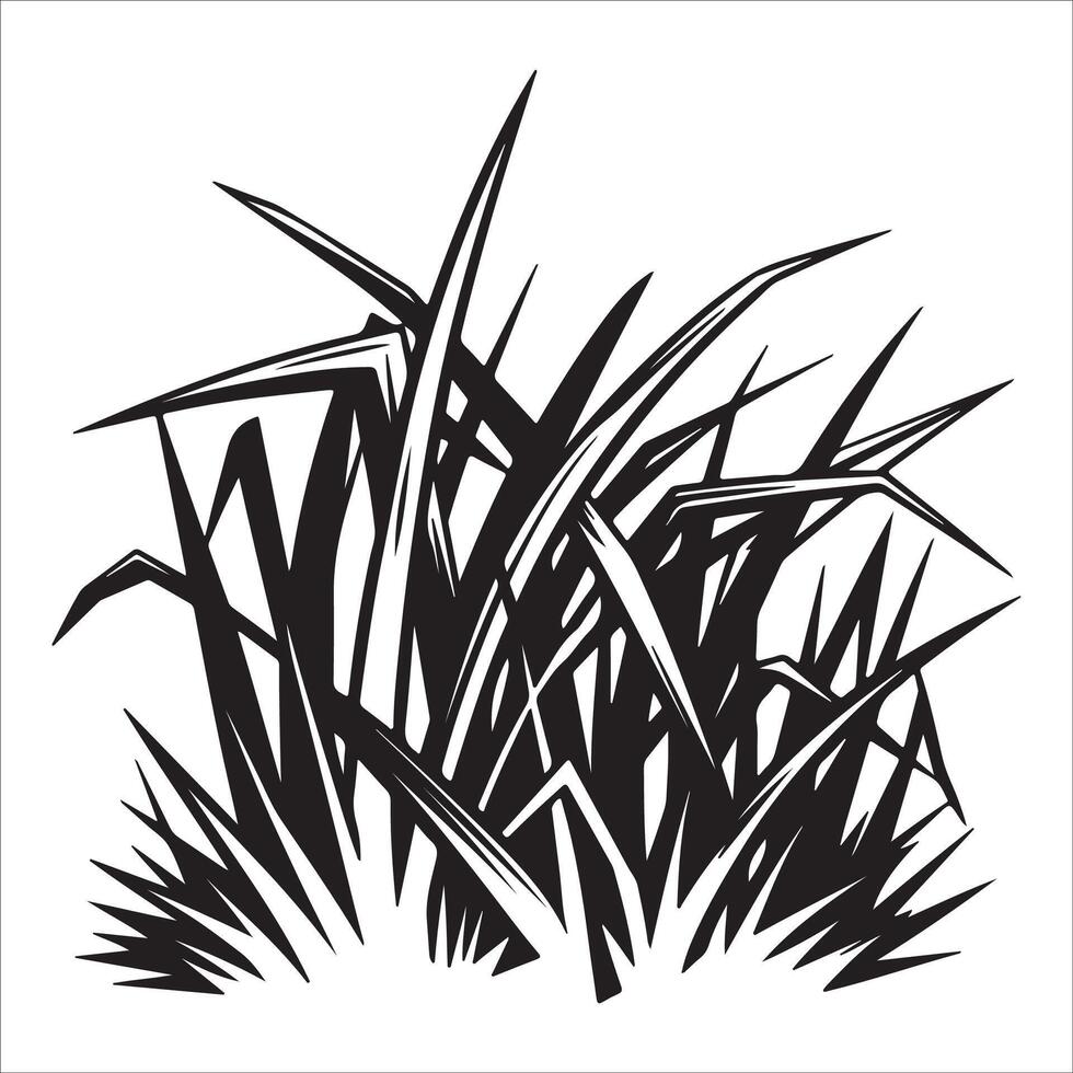 Simple Grass Stems Silhouette Illustration vector