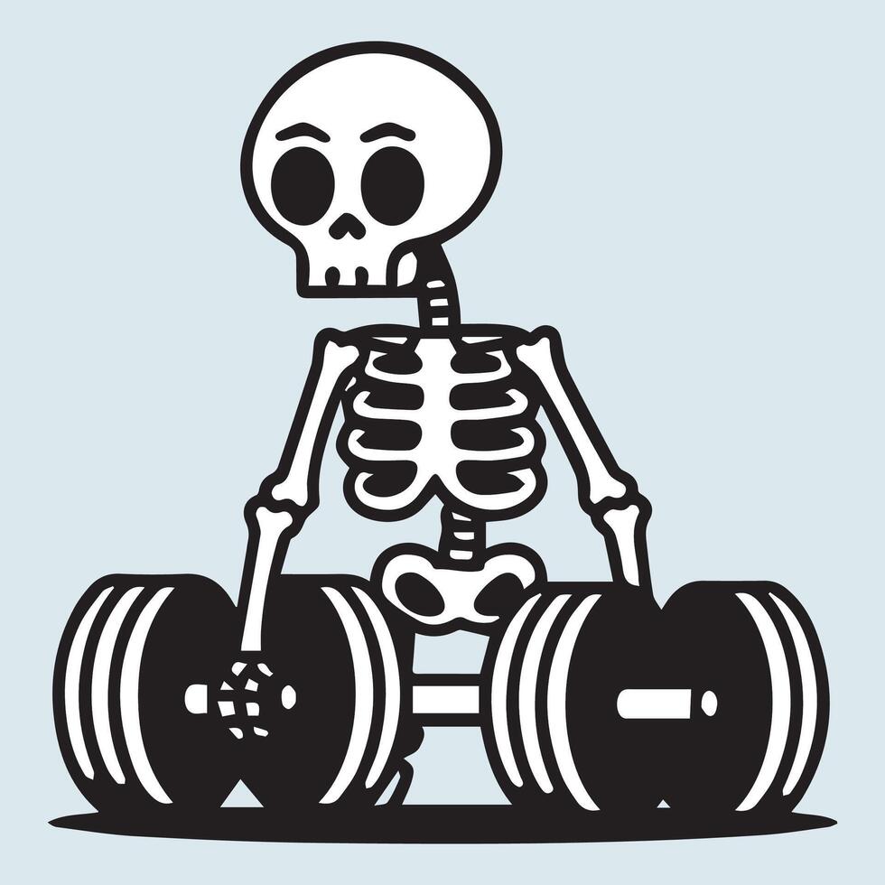 Spooky Skeleton Lifting Dumbbells vector