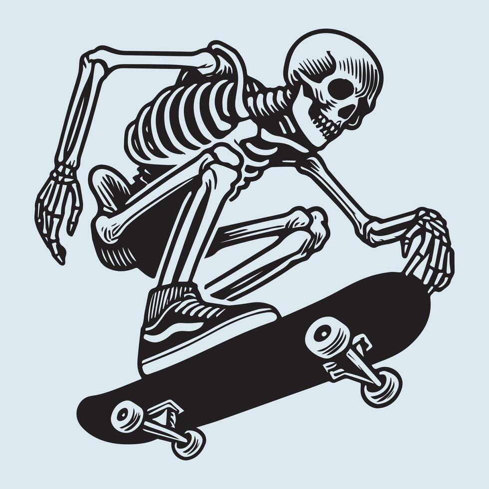 Ghostly Skateboarding Skeleton Art vector