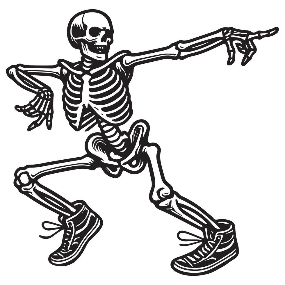 Spooky Skeleton in Dance Pose vector