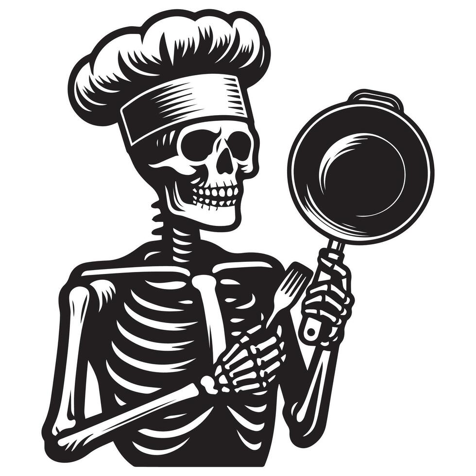 Spooky Skeleton Chef with Cooking Utensils vector