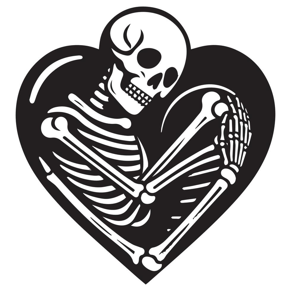 Skeleton Holding a Beating Heart Design vector
