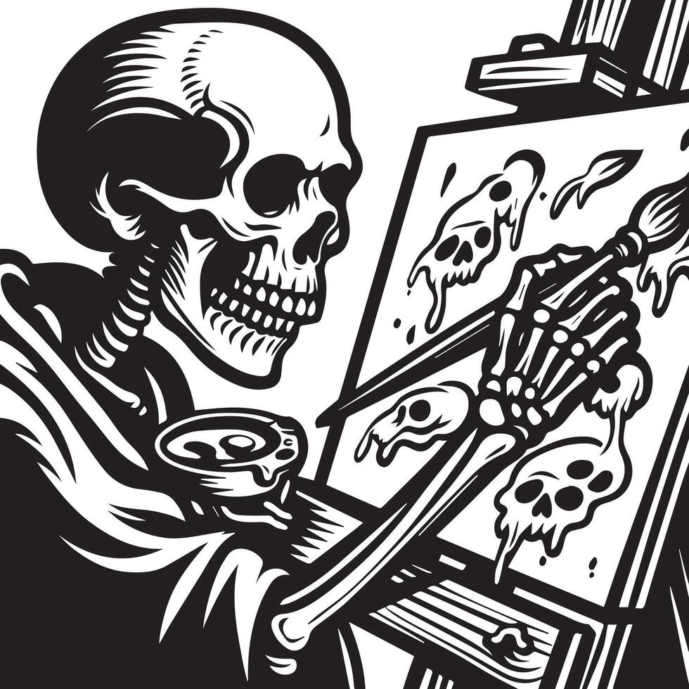 Skeleton Painter design vector