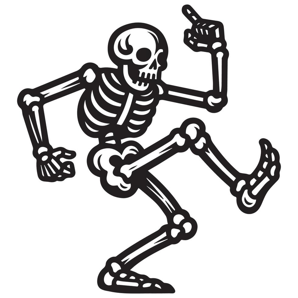 Funky Dancing Skeleton Silhouette vector
