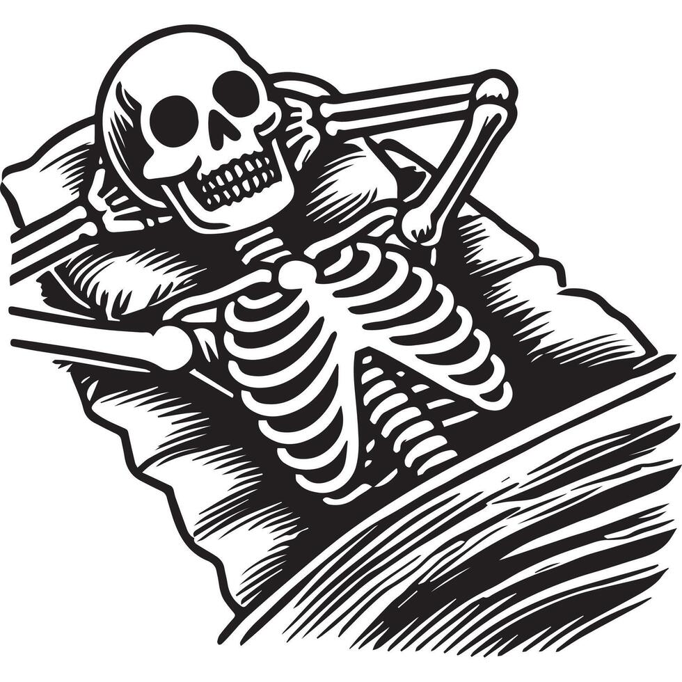 Spooky Skeleton Taking a Break Design vector