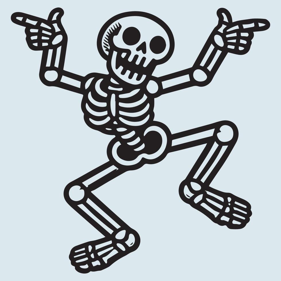 Silhouetted Skeleton Dance Illustration vector