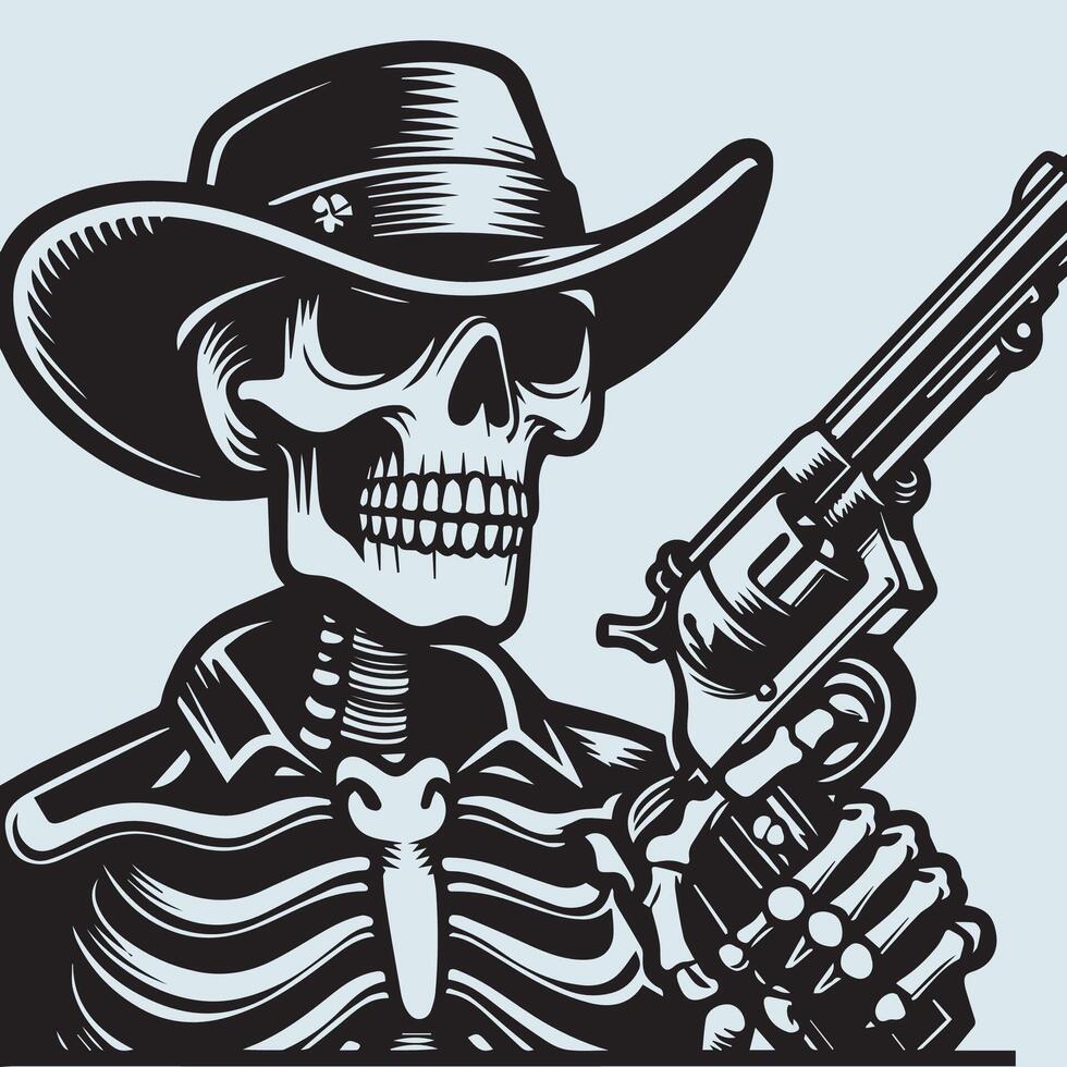 Skeleton Cowboy with Hat and Boots Illustration vector