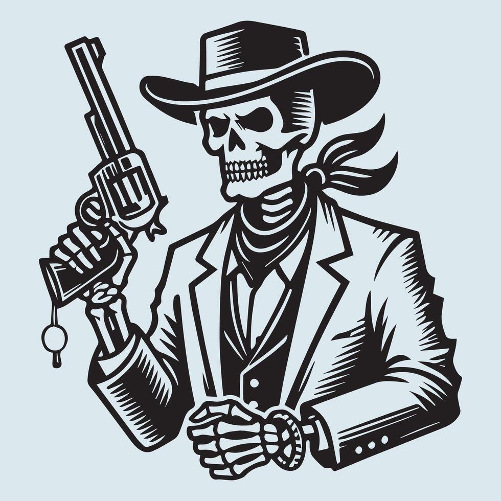Ghostly Cowboy Skeleton in Action vector
