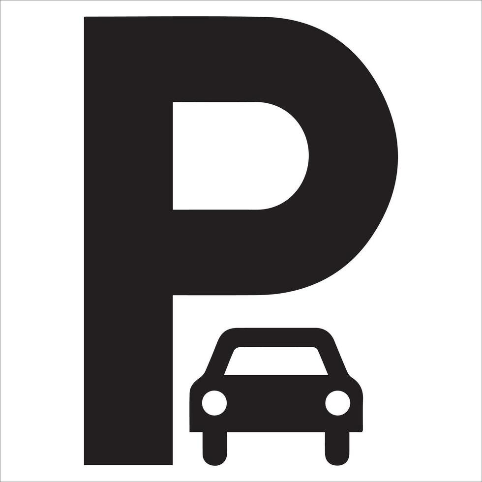 Simple Parking Area Icon with Car vector