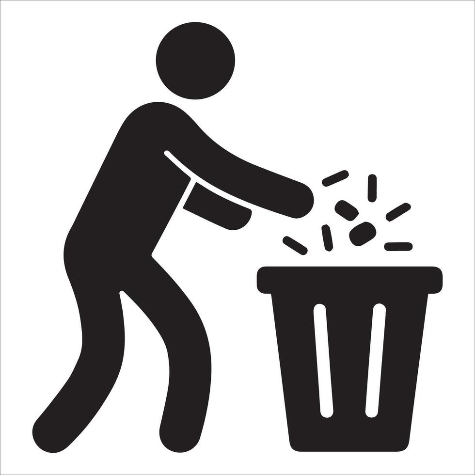 A black silhouette of a man with a basket and a flag . vector
