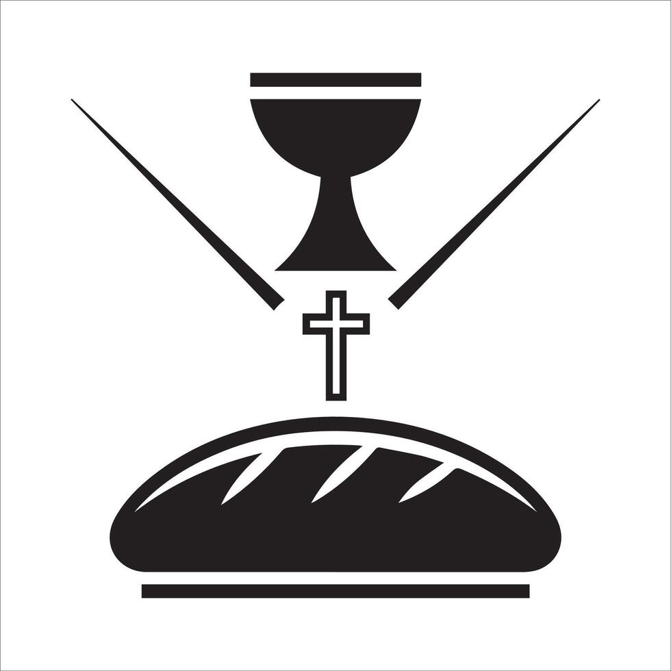 Minimal Sacrament Icon with Chalice and Bread vector