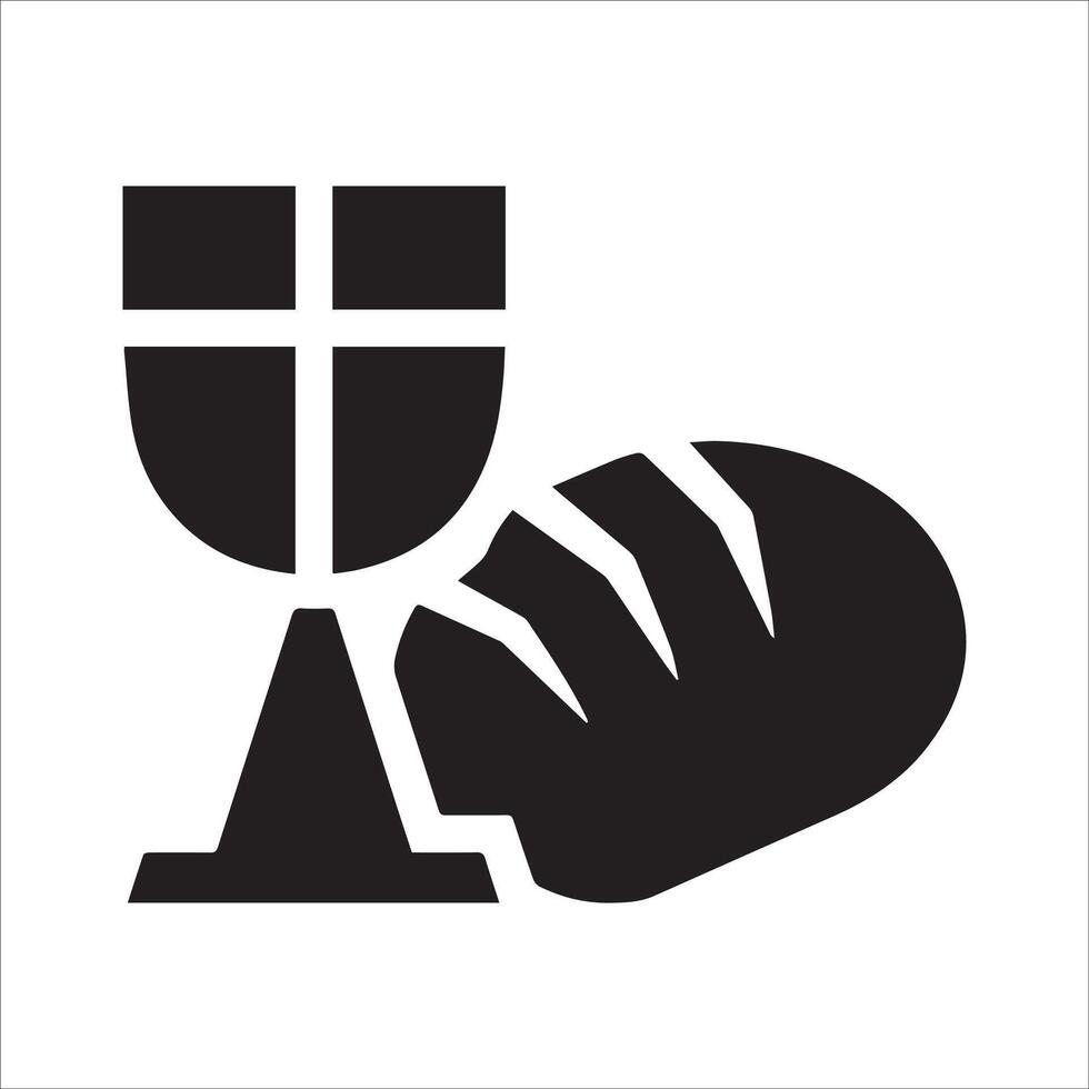 Modern Sacrament Icon with Chalice and Bread vector
