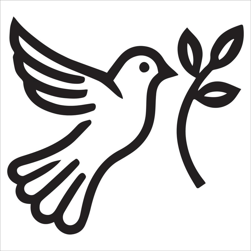 Minimalist Peace Dove with Olive Branch vector