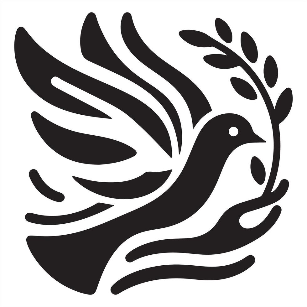 Simple Dove and Olive Branch Icon vector