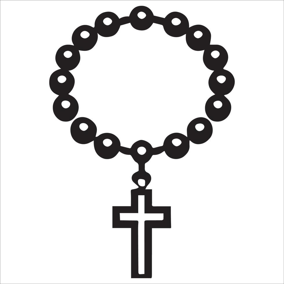Black-and-White Rosary Silhouette Art vector