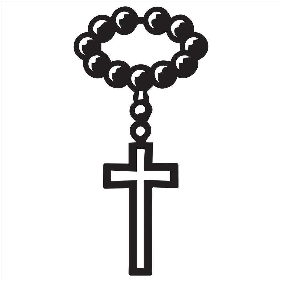 Religious Rosary Icon in Monochrome vector