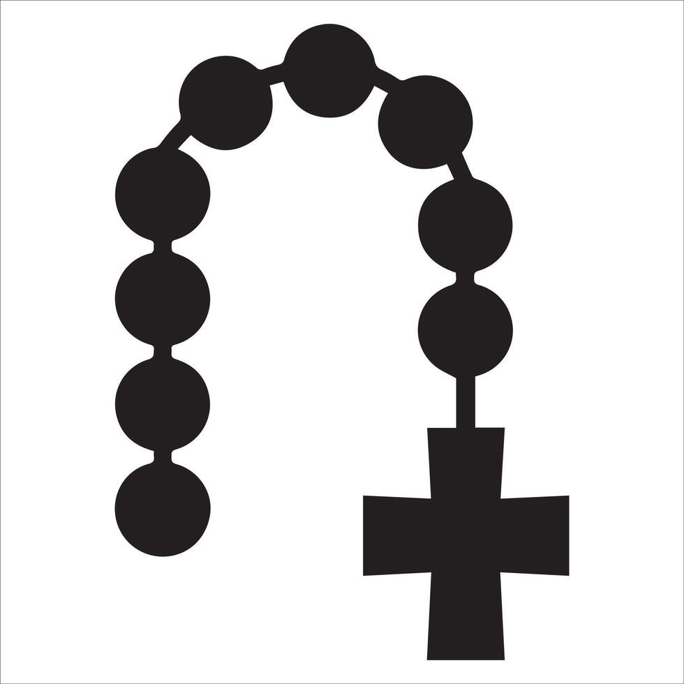 Minimalist Black-and-White Rosary Design vector