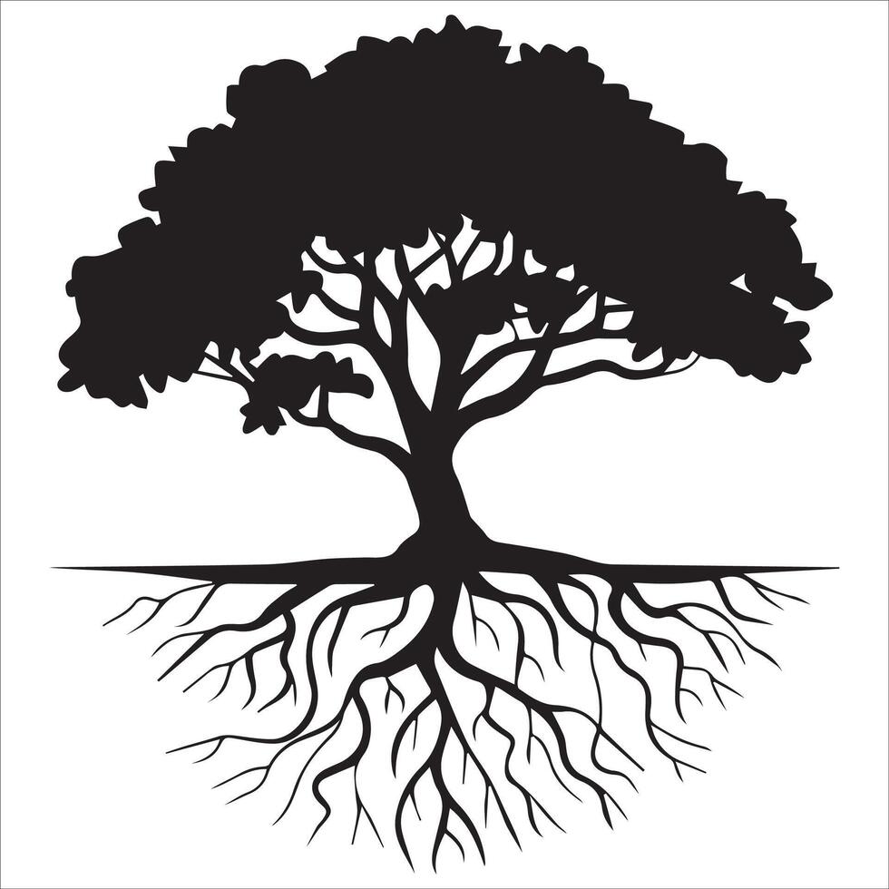 Growth and Nature Symbol with Tree Outline vector