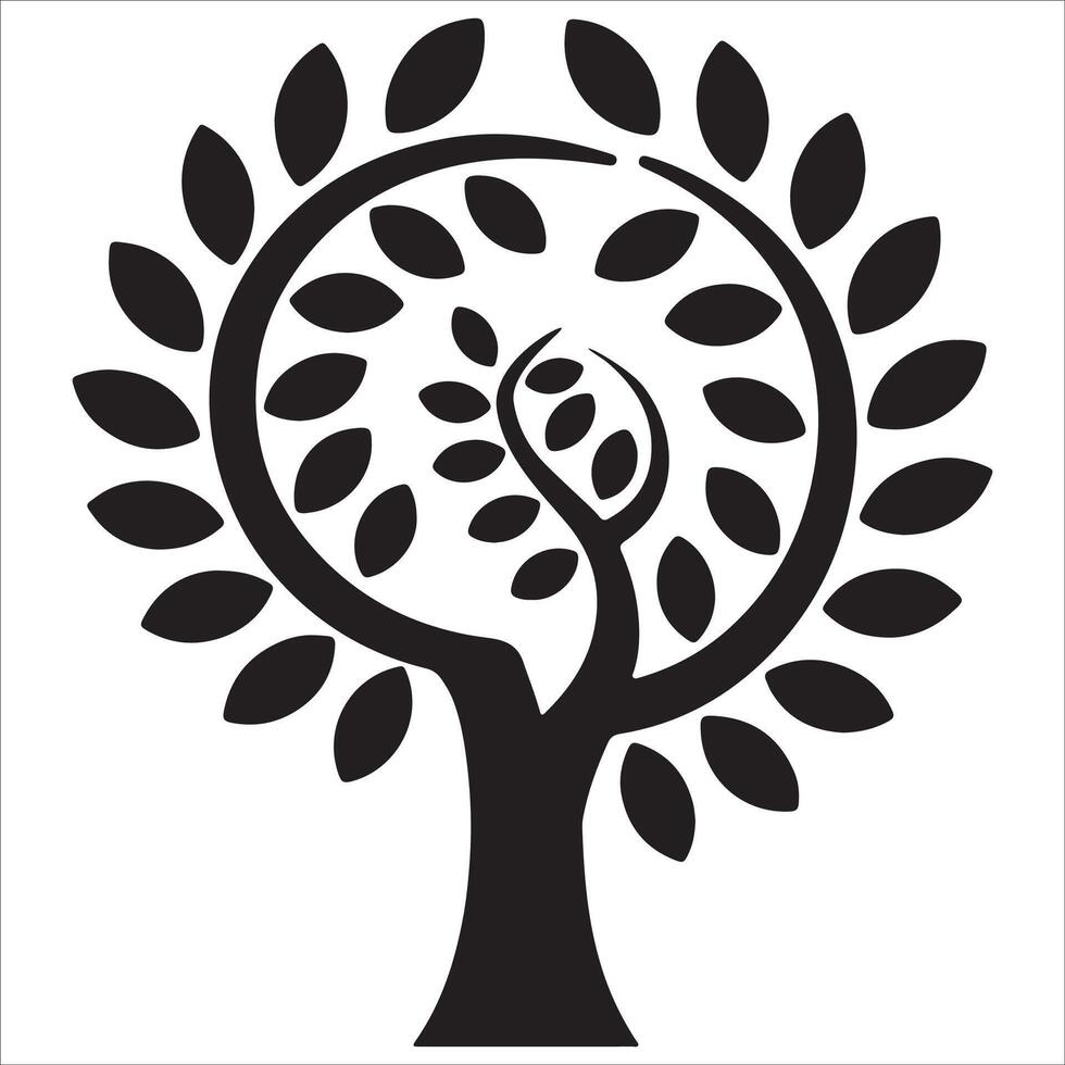 Growing Tree Outline Icon in Monochrome vector