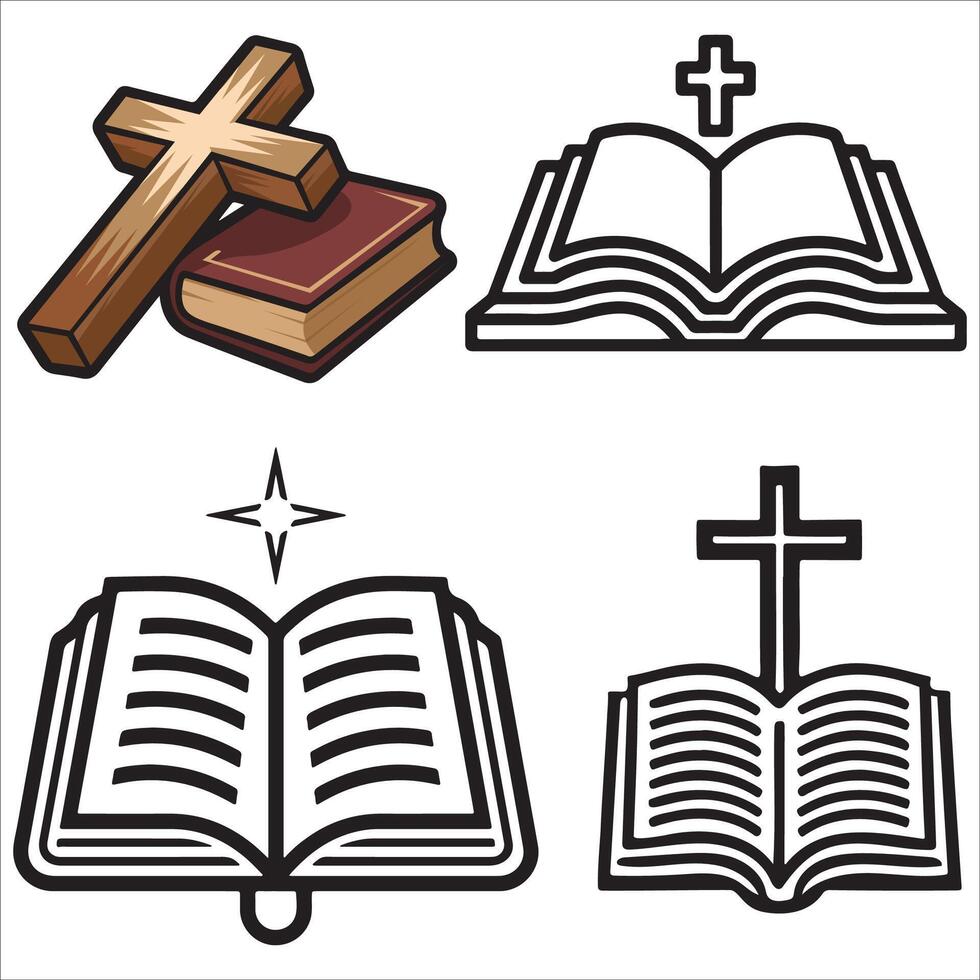 Abstract Religious Symbol with Cross and Bible vector