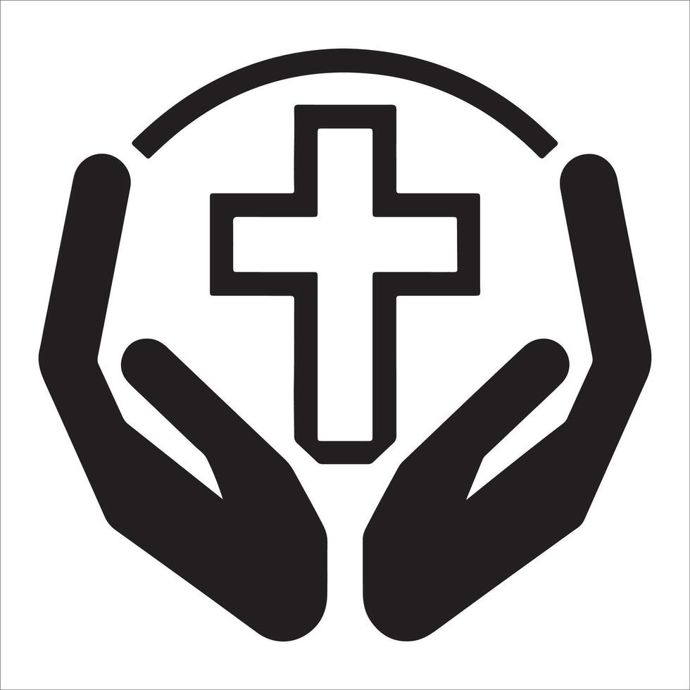 Hands Embracing Cross for Healing Illustration vector
