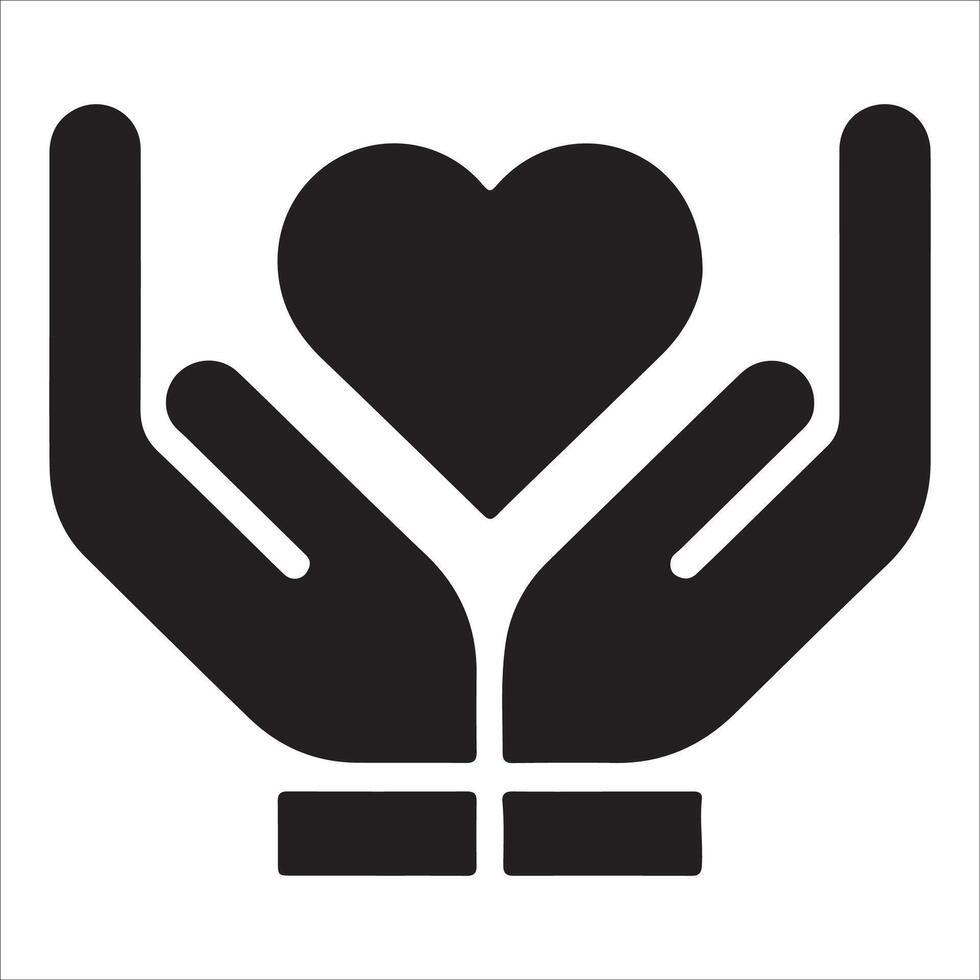 Minimalist Heart and Hands Line Art Icon vector