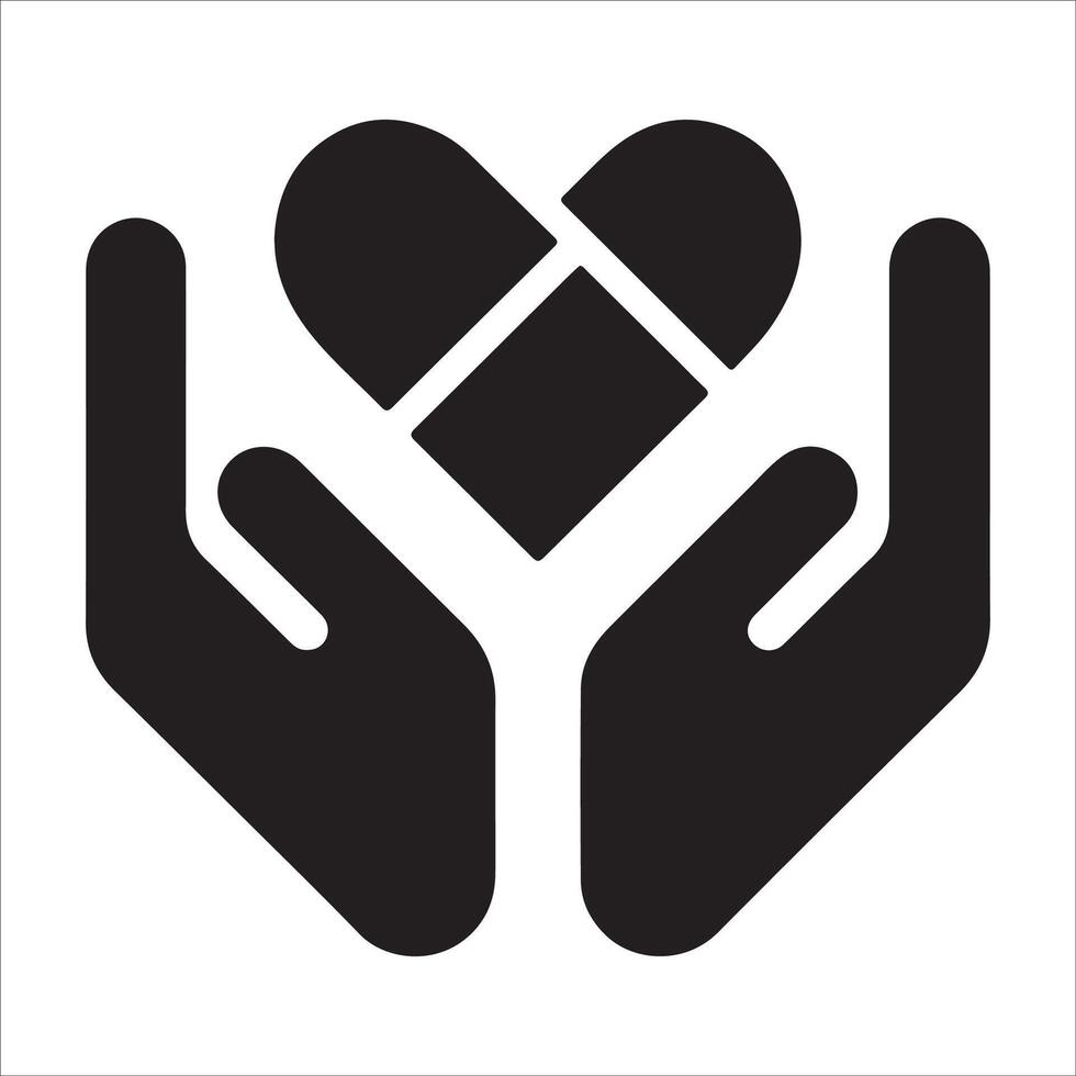 Caring Hands with Heart Outline Design vector