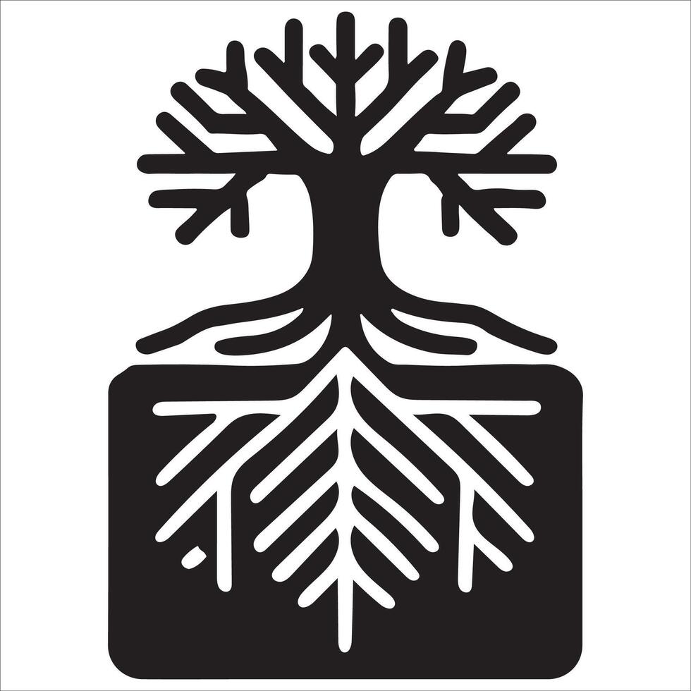 Thin Line Tree with Leaves Growth Symbol vector