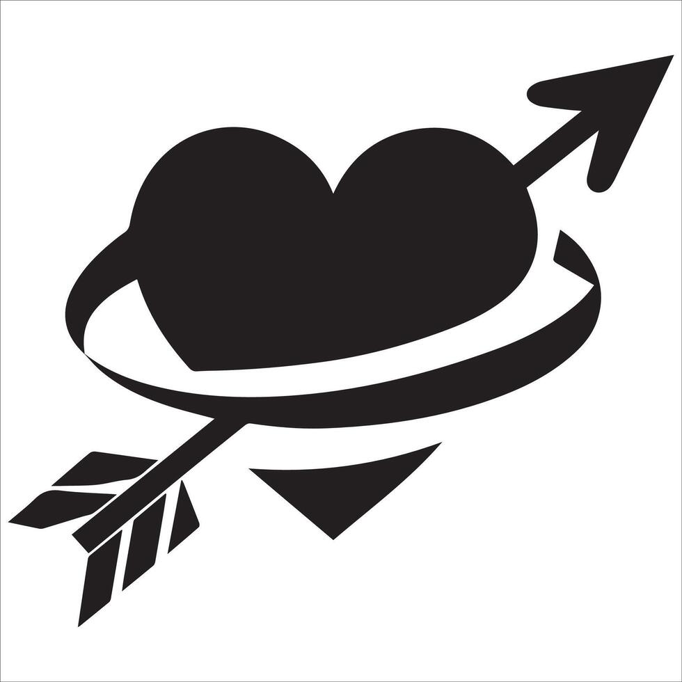 Black-and-White Heart and Arrow Line Art vector